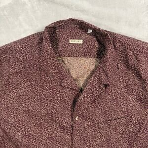 Kolby Shirt Men’s XXL Burgundy Floral Camp Collar Short Sleeve Button Up